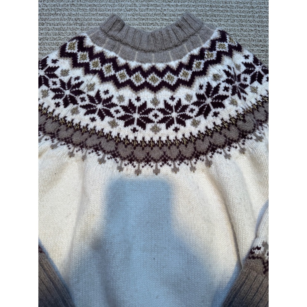 Boden Fair Isle Sweater Womens US 6 UK 10 Wool Alpaca Nordic Winter Cozy Cream - Picture 5 of 9